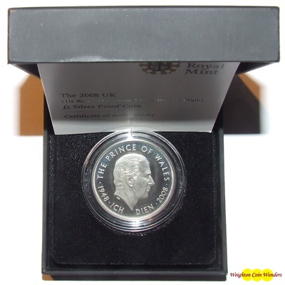 2008 Silver Proof £5 Crown - HRH The Prince of Wales 60th
